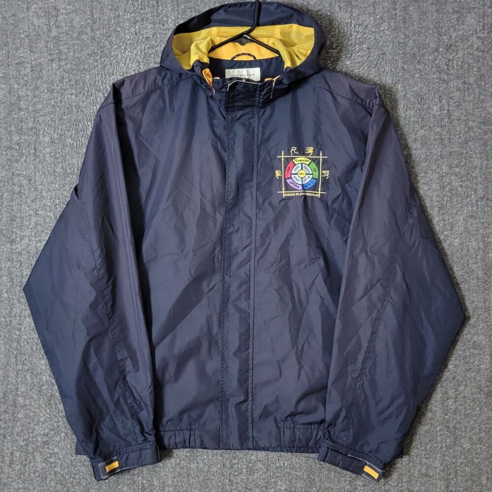 Cutter & Buck Jacket Mens L Navy Blue Embroidered Full Zip Hooded Vented Golf